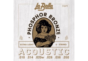 La Bella 7GPT Phosphor Bronze, Extra Light Takım Tel - Akustik Gitar Teli 010-050