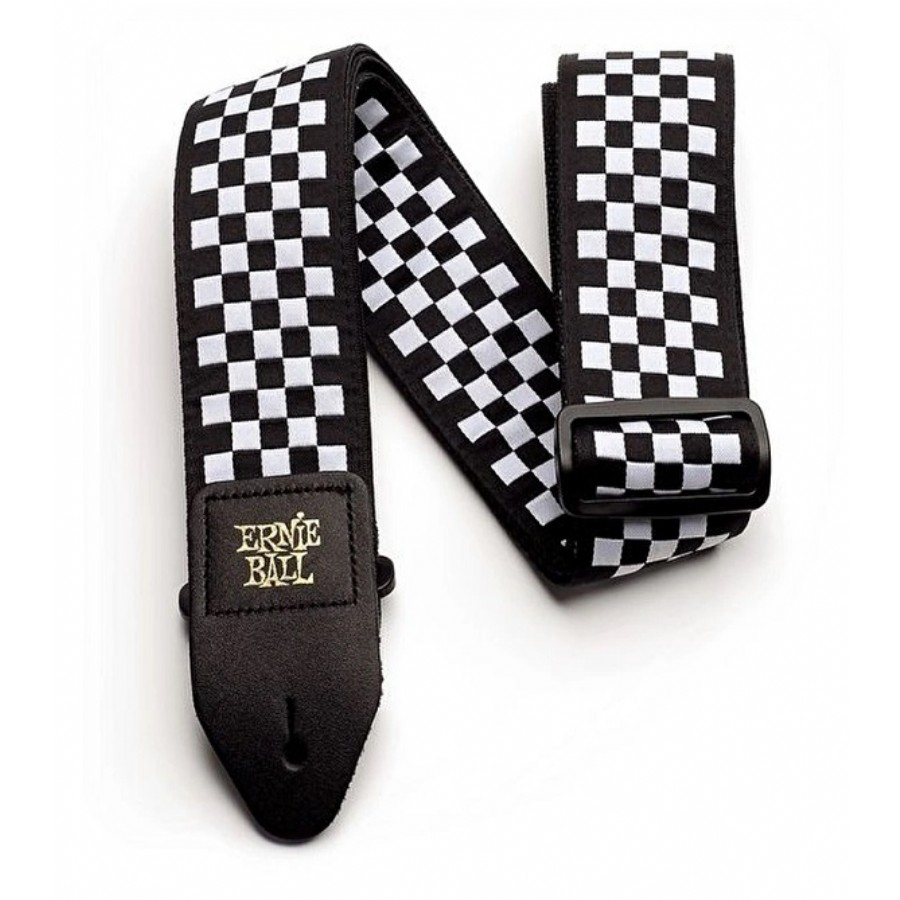 Ernie Ball Jacquard Guitar Straps P04149 - Black White Checkered Gitar Askısı