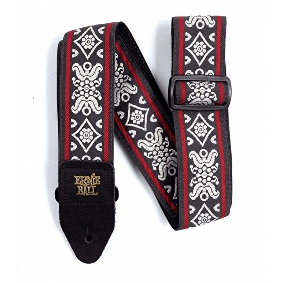 Ernie Ball Jacquard Guitar Straps P04669 - BlackJack Red Gitar Askısı