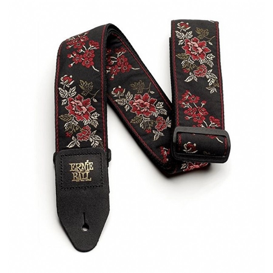 Ernie Ball Jacquard Guitar Straps P04142 - Red Rose Gitar Askısı