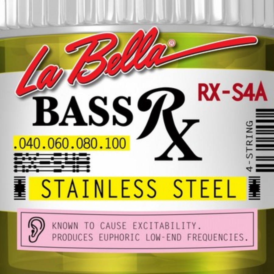 La Bella RX-S4A Bass Rx Stainless Steel Strings, Custom Bas Gitar Teli 040-100