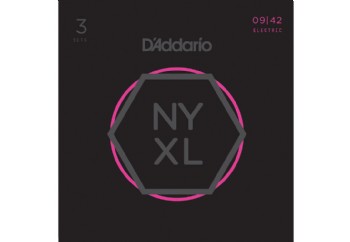 D'Addario NYXL0942-3P Super Light NYXL Nickel Wound Multi-Pack Takım Tel - Elektro Gitar Teli 009 (3 Set)