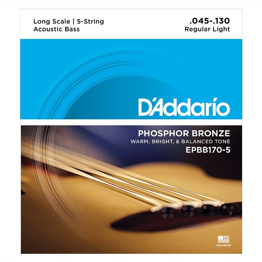 D'Addario EPBB170-5 ,Phosphor Bronze 5-String Acoustic Bass Strings 5 Telli Akustik Bas Gitar Teli 045