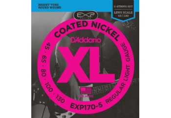 D'Addario EXP170-5 Coated Nickel Wound 5-String Bass, Light, 45-130, Long Scale Takım Tel -  5 Telli Bas Gitar teli 045-130
