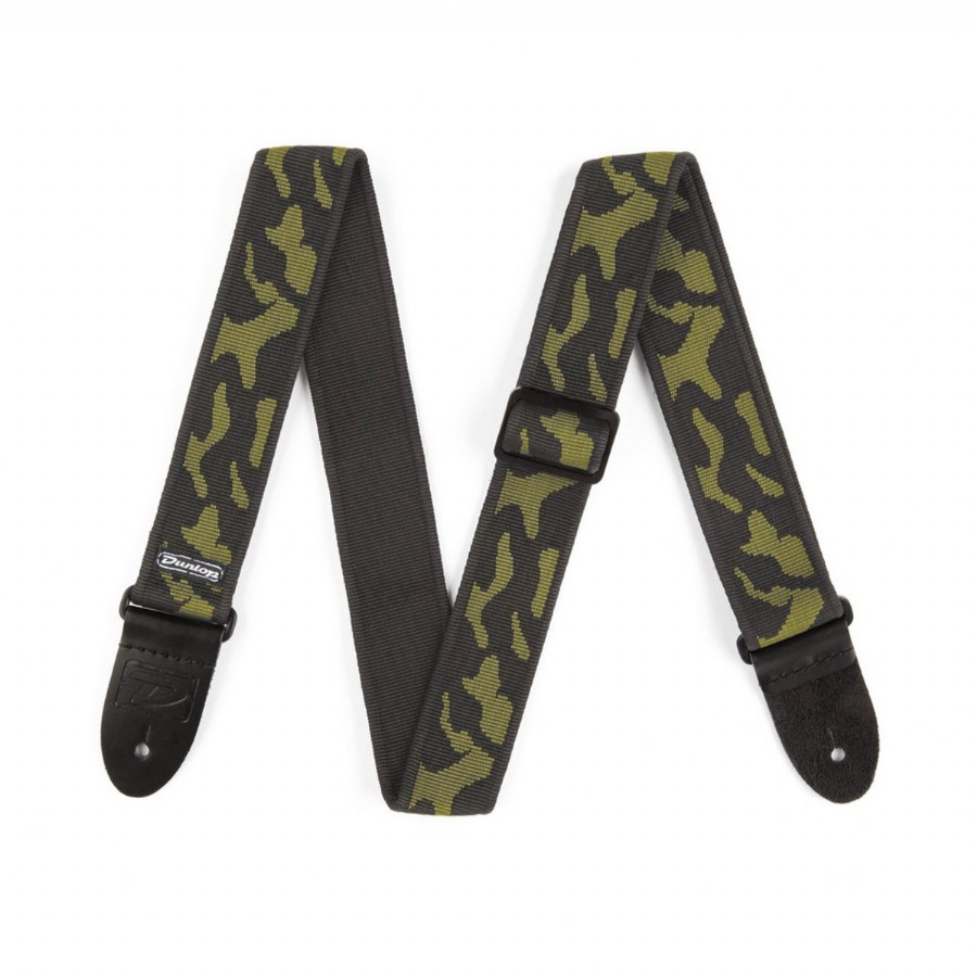 Jim Dunlop Cammo Serisi D38-100L Yeşil-Gri Gitar Askısı