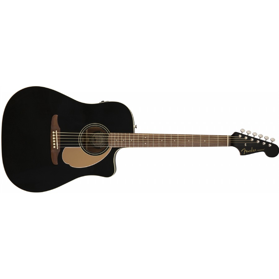 Fender Redondo Player Jetty Black - Walnut Elektro Akustik Gitar