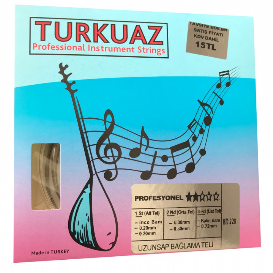 Turkuaz BD220 0.20 mm Çelik + İpek Bamlı Takım Tel Uzun Sap Bağlama Teli 020