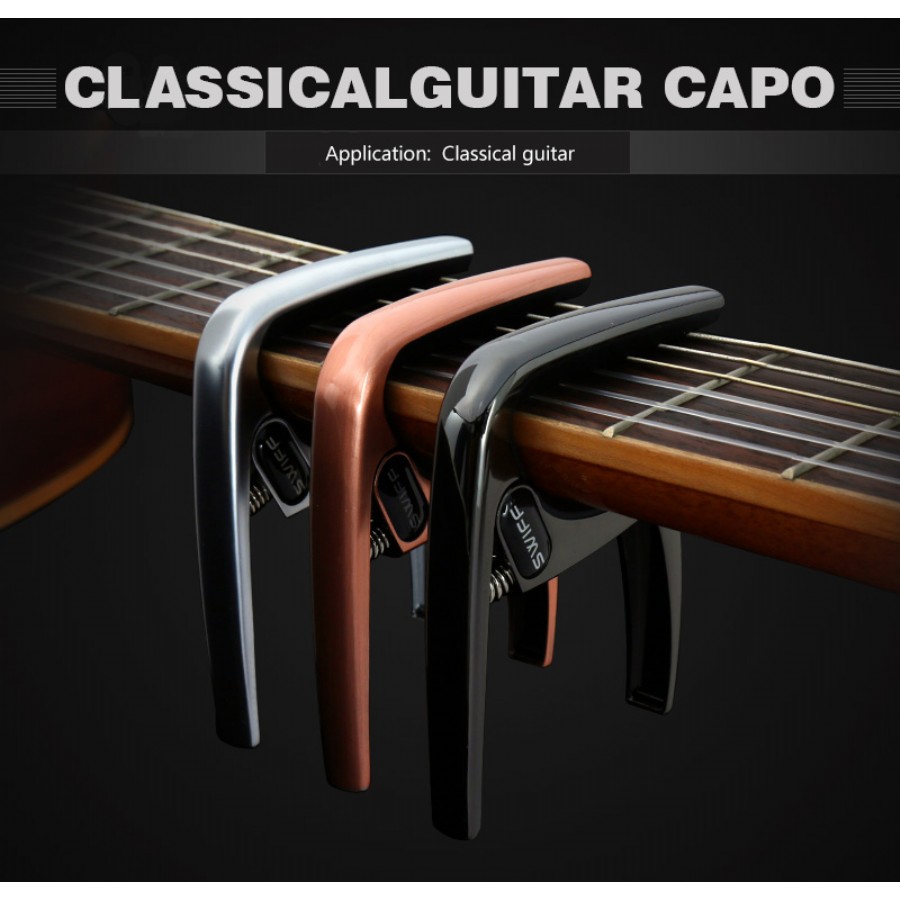 Swiff K8-C Patent Zinc Alloy Ergonomic Guitar Capo Gümüş Klasik Gitar Kaposu
