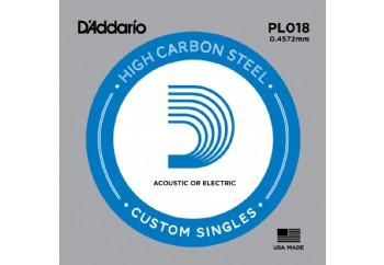 D'Addario Acoustic or Electric Plain Stell Singles .018 - PL018 - Elektro ve Akustik Gitar Tek Tel