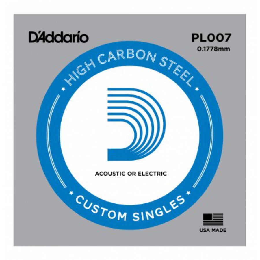 D'Addario Acoustic or Electric Plain Stell Singles .007 - PL007 Elektro ve Akustik Gitar Tek Tel