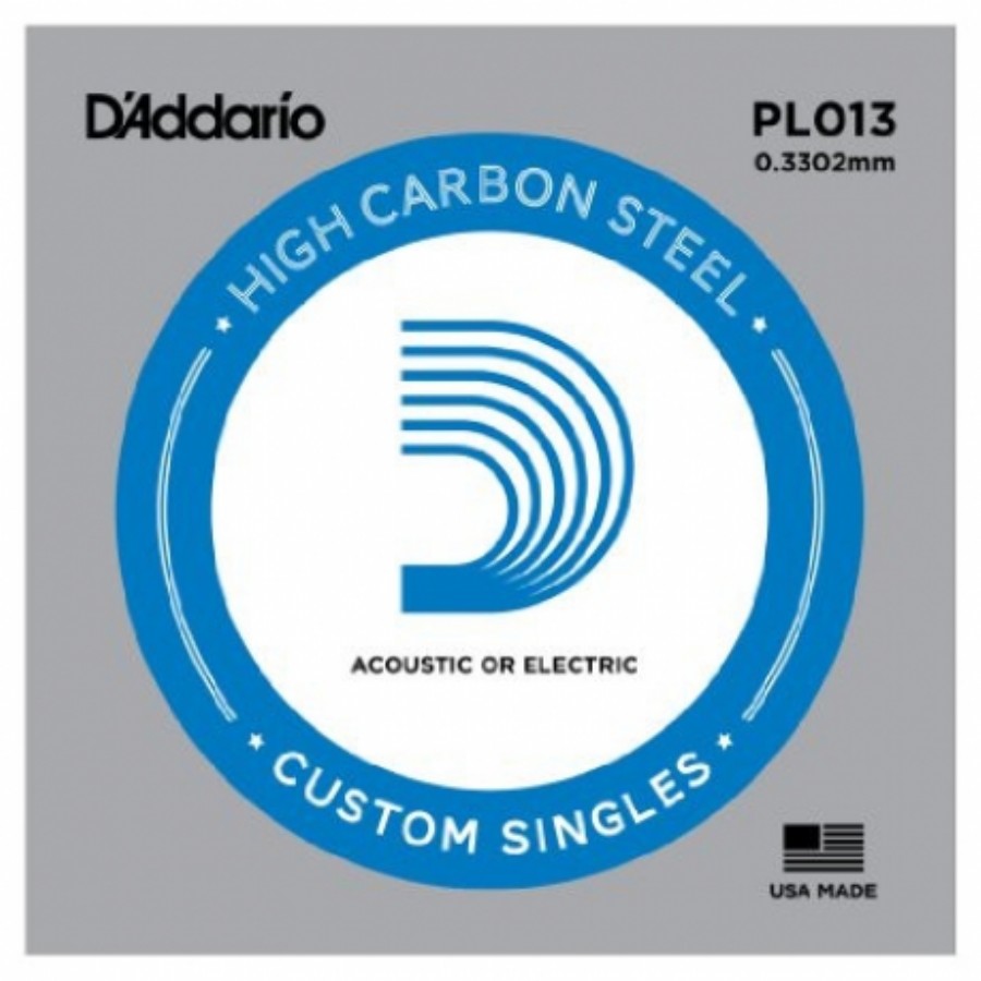 D'Addario Acoustic or Electric Plain Stell Singles .013 - PL013 Elektro ve Akustik Gitar Tek Tel