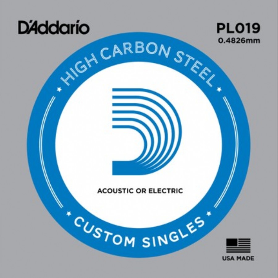 D'Addario Acoustic or Electric Plain Stell Singles .019 - PL019 Elektro ve Akustik Gitar Tek Tel