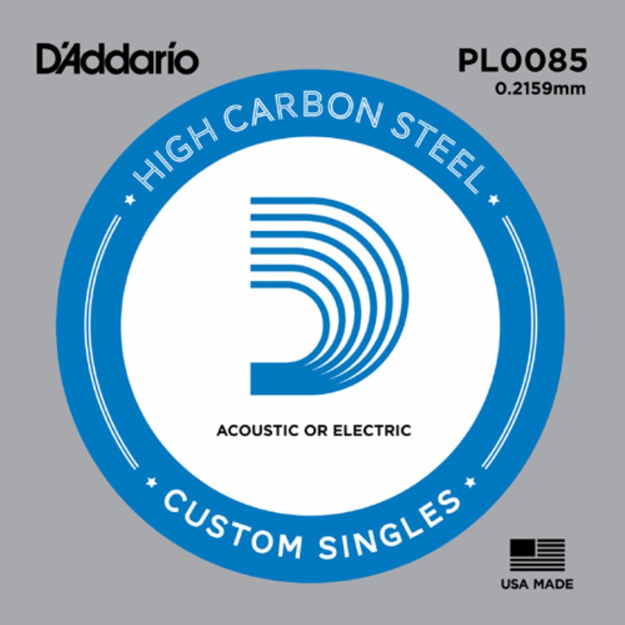 D'Addario Acoustic or Electric Plain Stell Singles .0085 - PL0085 Elektro ve Akustik Gitar Tek Tel