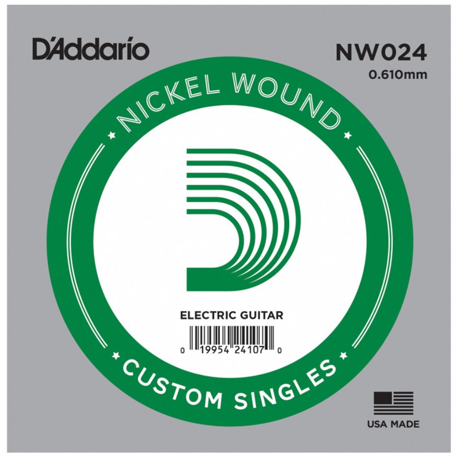 D'Addario Acoustic or Electric Nickel Wound Singles .024 - NW024 Elektro Gitar Tek Tel