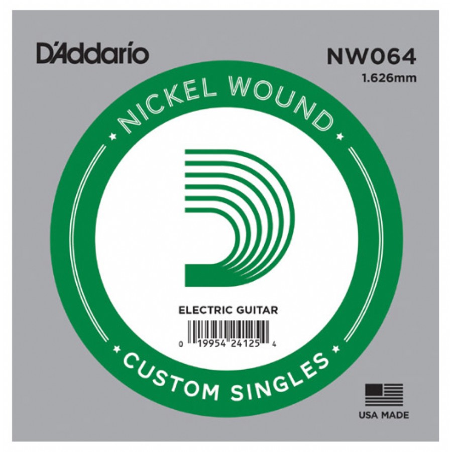 D'Addario Acoustic or Electric Nickel Wound Singles .064 - NW064 Elektro Gitar Tek Tel