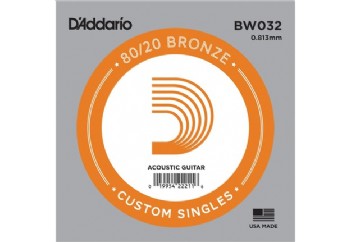 D'Addario Acoustic Guitar 80/20 Bronze Single .032 - BW032 - Akustik Gitar Tek Tel