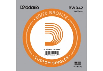 D'Addario Acoustic Guitar 80/20 Bronze Single .042 - BW042 - Akustik Gitar Tek Tel