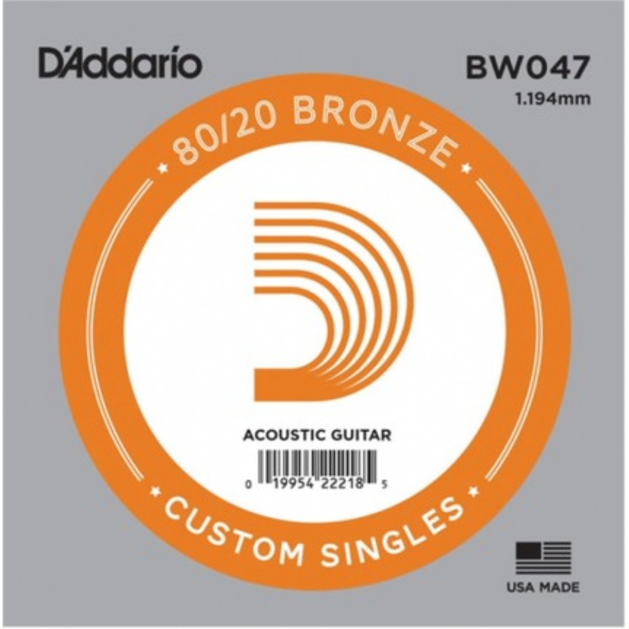D'Addario Acoustic Guitar 80/20 Bronze Single .047 - BW047 Akustik Gitar Tek Tel