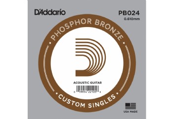 D'Addario Acoustic Guitar Phosphor Bronze Single .024 - PB024 - Akustik Gitar Tek Tel
