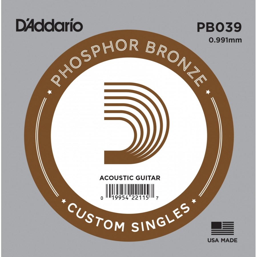 D'Addario Acoustic Guitar Phosphor Bronze Single .039 - PB039 Akustik Gitar Tek Tel