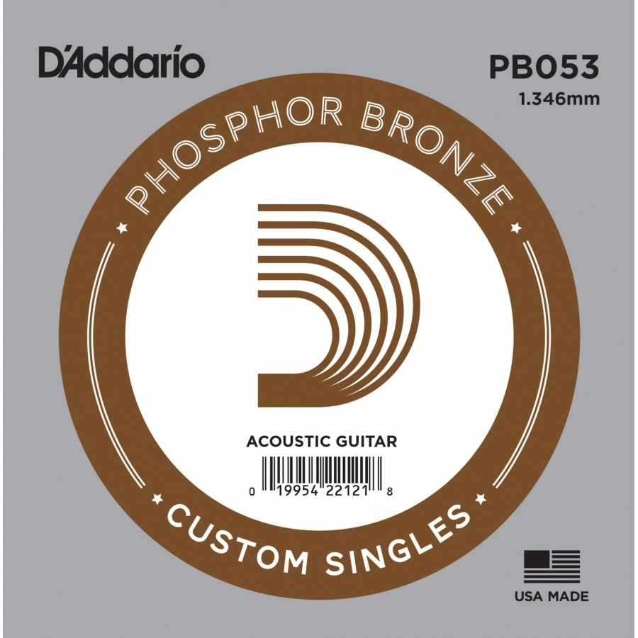 D'Addario Acoustic Guitar Phosphor Bronze Single .053 - PB053 Akustik Gitar Tek Tel