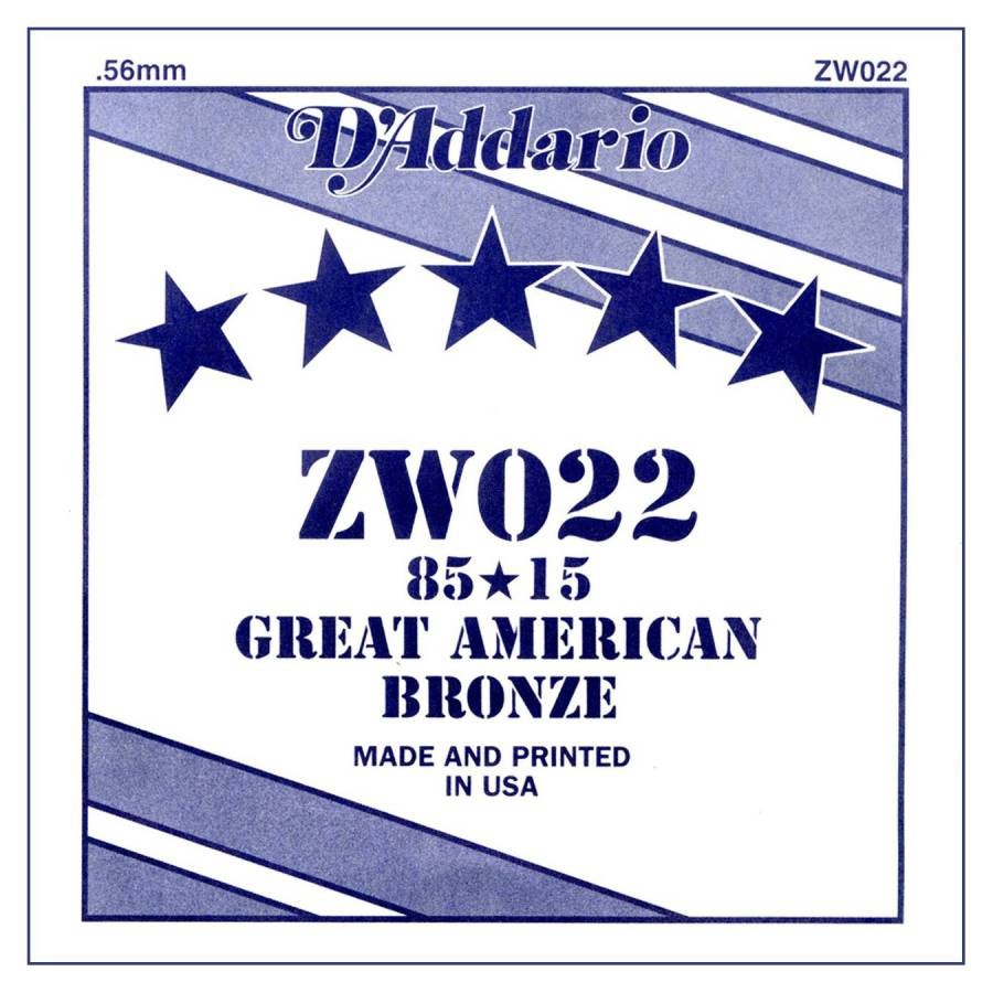 D'Addario Acoustic Guitar 85/15 Bronze Single .022 - ZW022 Akustik Gitar Tek Tel