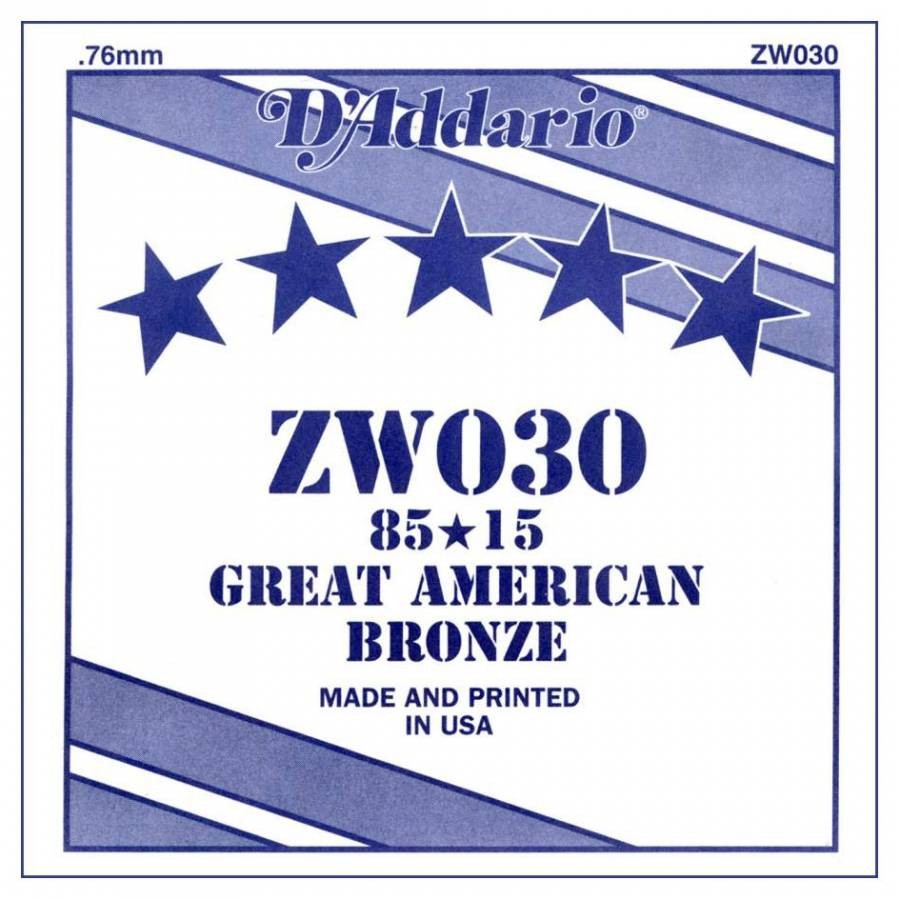 D'Addario Acoustic Guitar 85/15 Bronze Single .030 - ZW030 Akustik Gitar Tek Tel
