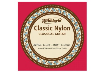 D'Addario Classic Nylon Normal Tension Clear Nyl Treble sol - J2703 - Klasik Gitar Tek Tel (Sarımsız)