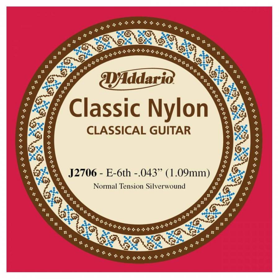 D'Addario Classic Nylon Normal Tension Silverwound Mi - J2706 Klasik Gitar Tek Tel (Sarımlı)