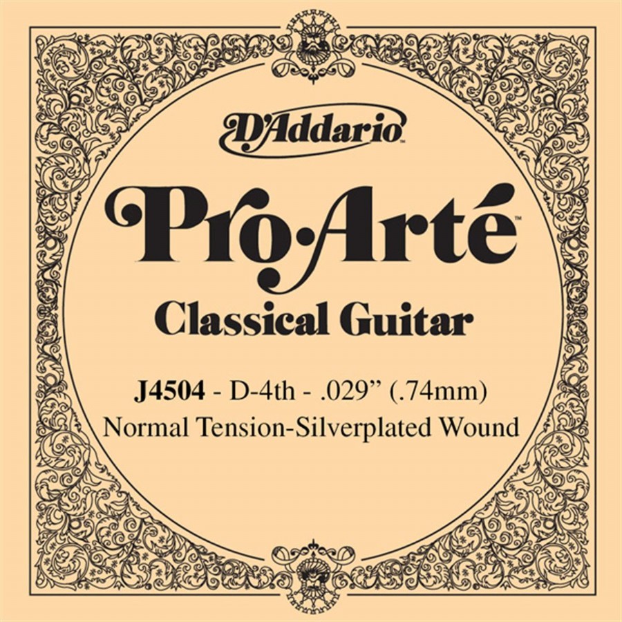 D'Addario Classic Guitar Normal Silverplated Wound Single D-Re - J4504 Klasik Gitar Tek Tel