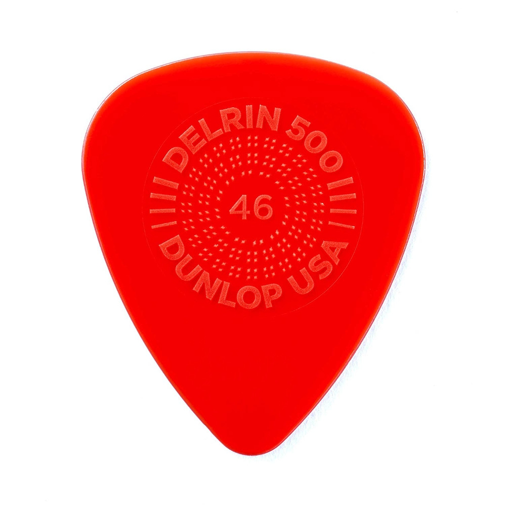 Lot De 12 Médiators Dunlop Delrin Prime Grip Rouge 0.46 Mm - Boîte Métallique Anti-Perte Pour Guitare