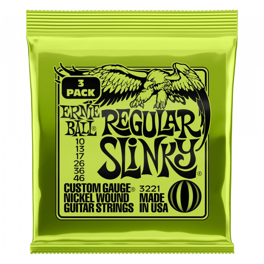 Ernie Ball 3221 Regular Slinky Nickel Wound Electric Guitar Strings Takım Tel Elektro Gitar Teli 010 (3 Set)