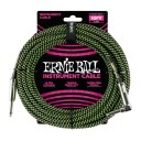 Ernie Ball Black / Green Braided Straight / Angle Instrument Cable P06077 - (3 metre)