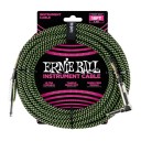 Ernie Ball Black / Green Braided Straight / Angle Instrument Cable P06082 - (5.5 metre)