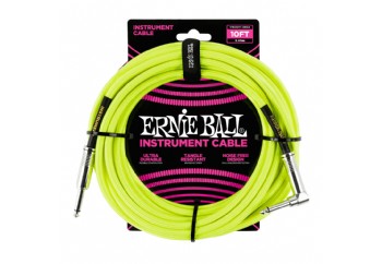 Ernie Ball Neon - Yellow Braided Straight / Angle Instrument Cable P06080 - (3 metre) - Enstrüman Kablosu