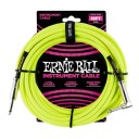 Ernie Ball Neon - Yellow Braided Straight / Angle Instrument Cable P06085 - (5.5 metre)