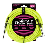 Ernie Ball Neon - Yellow Braided Straight / Angle Instrument Cable P06080 - (3 metre)