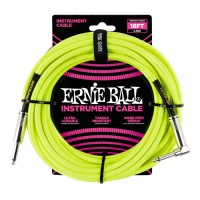 Ernie Ball Neon - Yellow Braided Straight / Angle Instrument Cable P06085 - (5.5 metre)