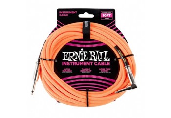 Ernie Ball Braided Straight / Angle Instrument Cable Neon Orange P06079 (3 metre) - Enstrüman Kablosu