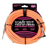 Ernie Ball Braided Straight / Angle Instrument Cable Neon Orange P06079 (3 metre)