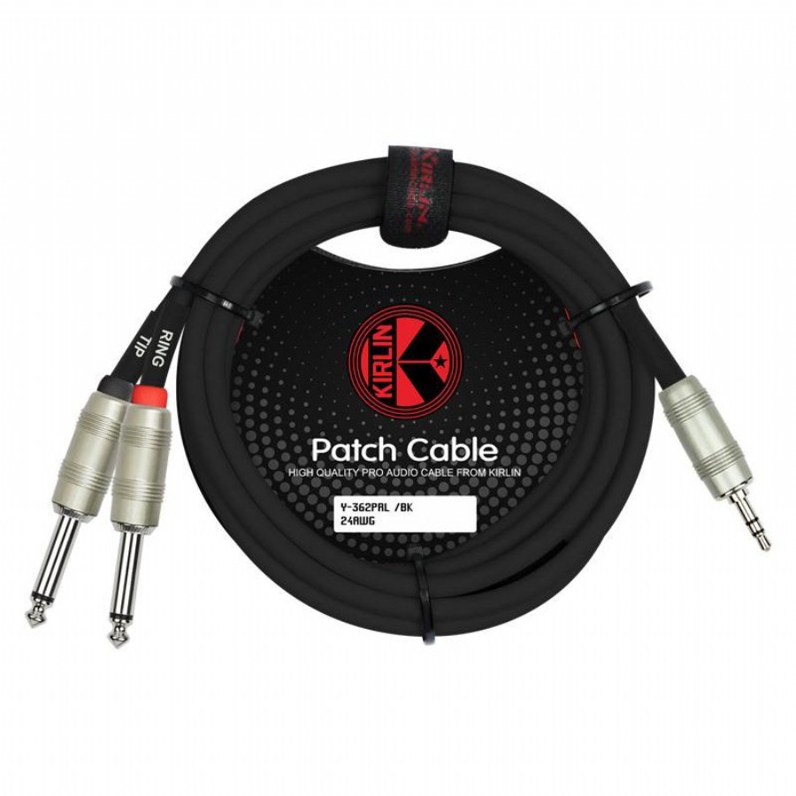 KIRLIN Y362PRLBK 3.5mm TRS - 2x6.35 Mono (Erkek) 2 Metre