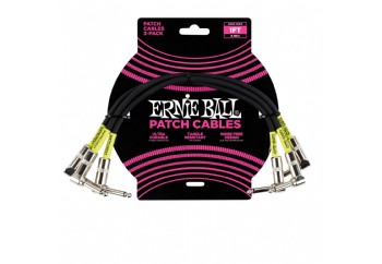 Ernie Ball P06075 1 feet Black Right Angled Patch Cable 3 Pack - Pedal Ara Kablosu (30 cm)