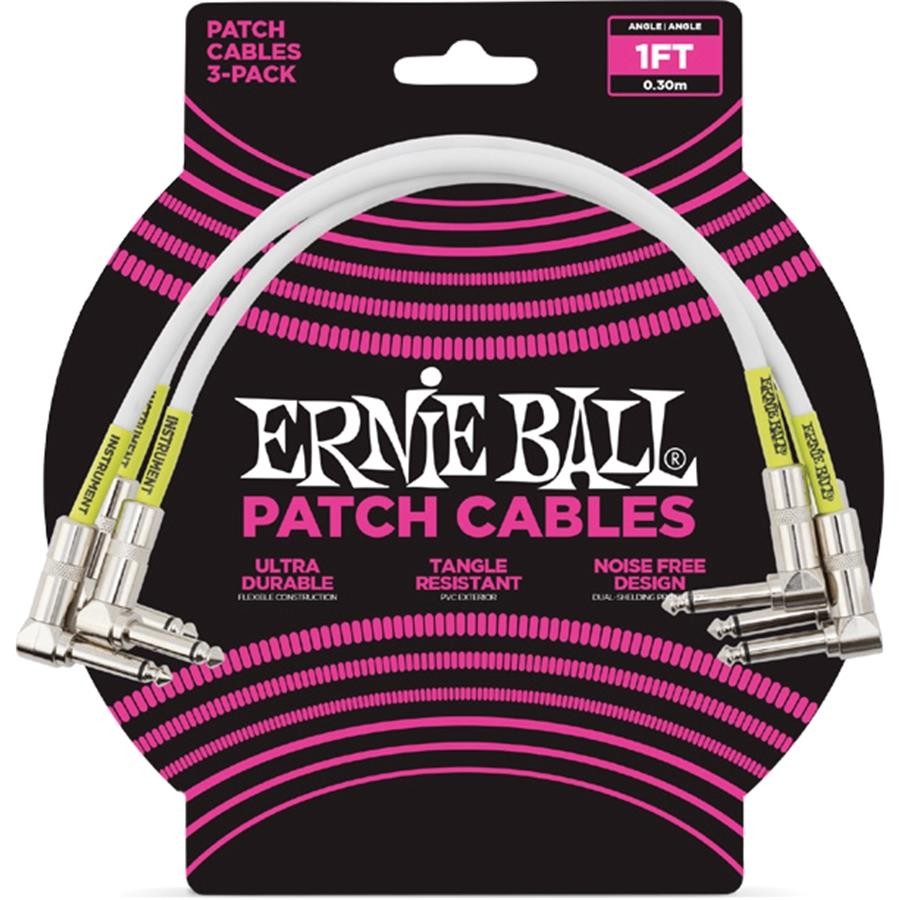 Ernie Ball P06055 1 Feet Angle/Angle Patch Cable, 3-Pack Pedal Ara Kablosu (30 cm)