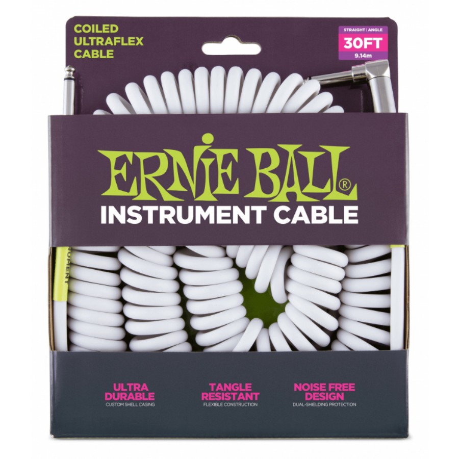 Ernie Ball P06045 30' Coiled Straight / Angle Instrument Cable Enstrüman Kablosu (9 mt)