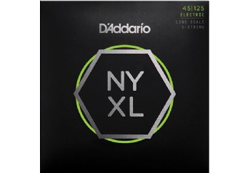 D'Addario NYXL45125 Light Top/Medium Bottom 5-String / Long Scale Set - 5 Telli Bas Gitar Teli 45-125