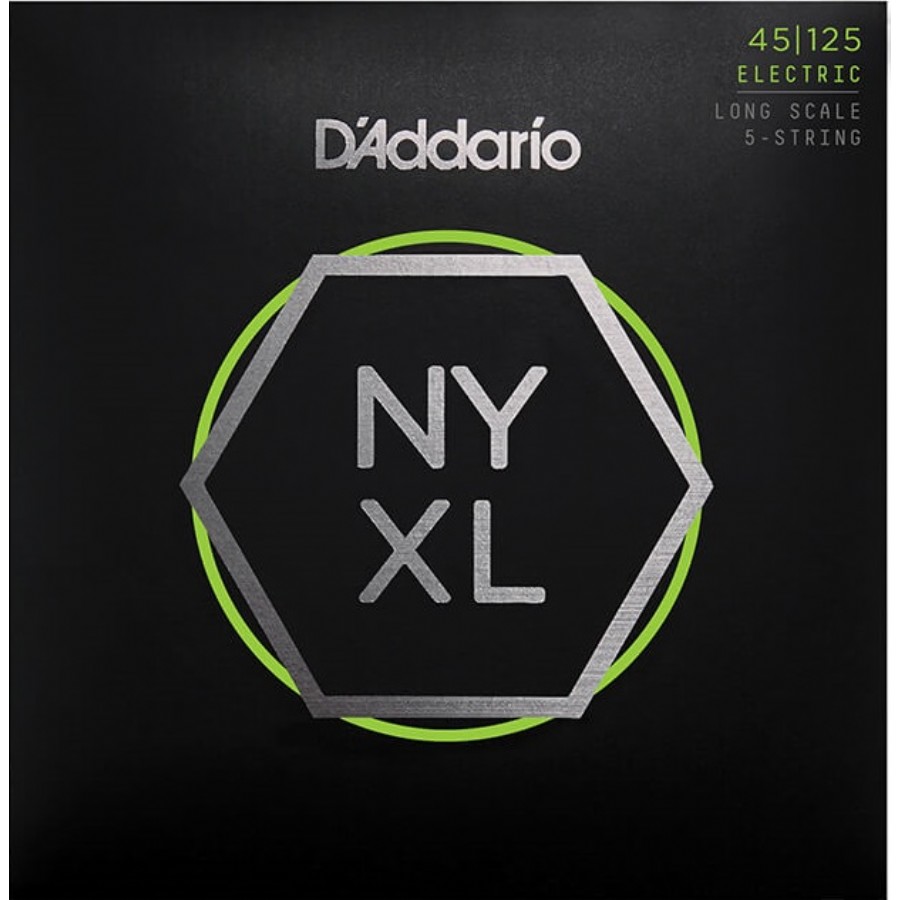 D'Addario NYXL45125 Light Top/Medium Bottom 5-String / Long Scale Set 5 Telli Bas Gitar Teli 45-125