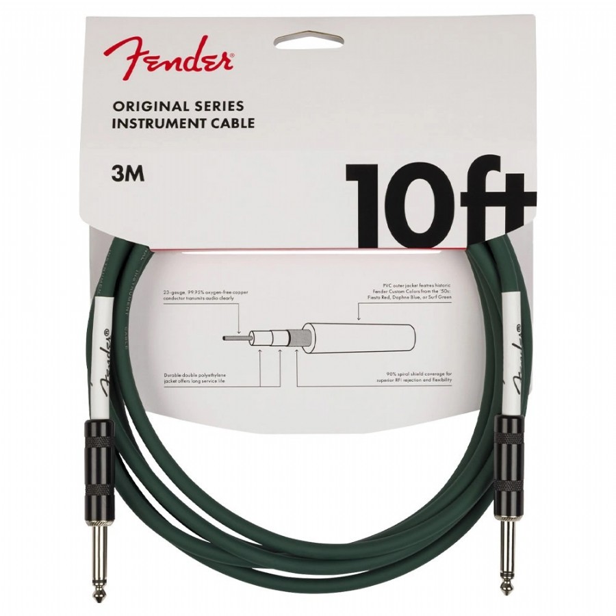 Fender Original Series Instrument Cables 3 metre - Sherwood Green Enstrüman Kablosu