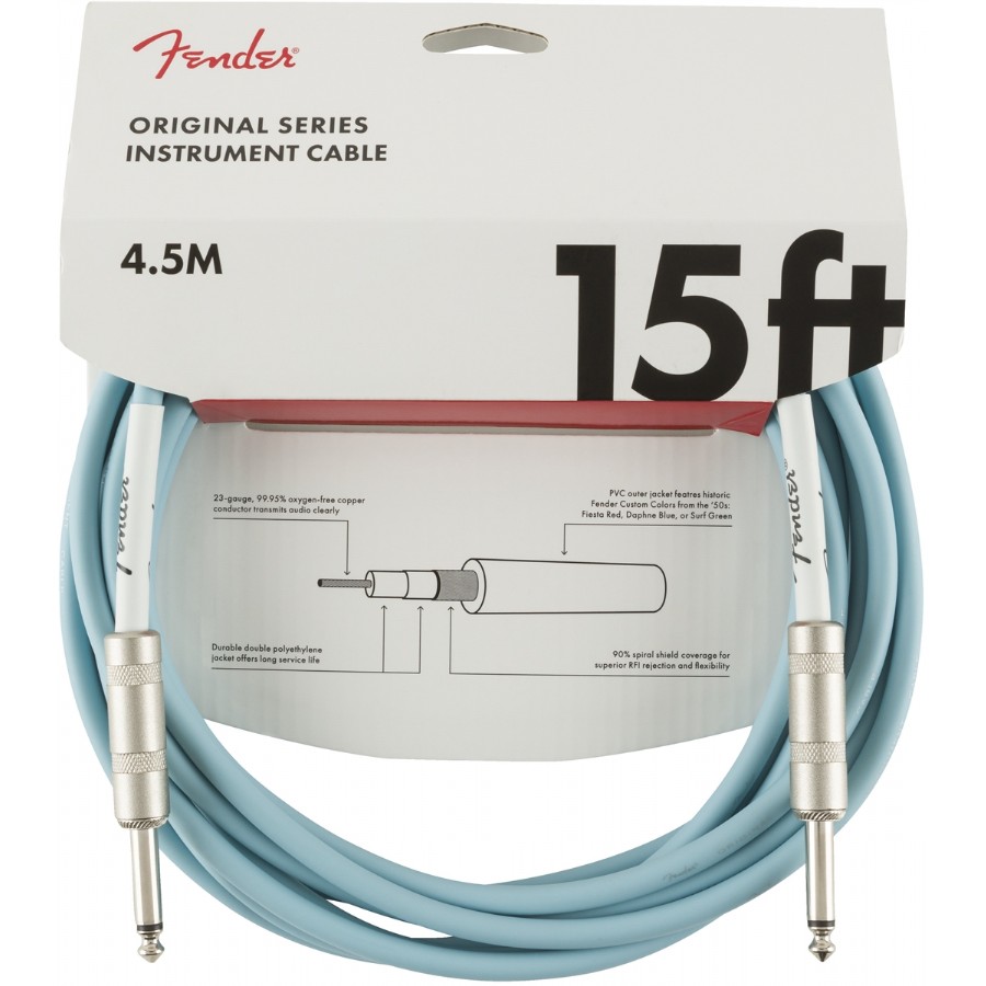 Fender Original Series Instrument Cables 4.5 Metre - Daphne Blue Enstrüman Kablosu