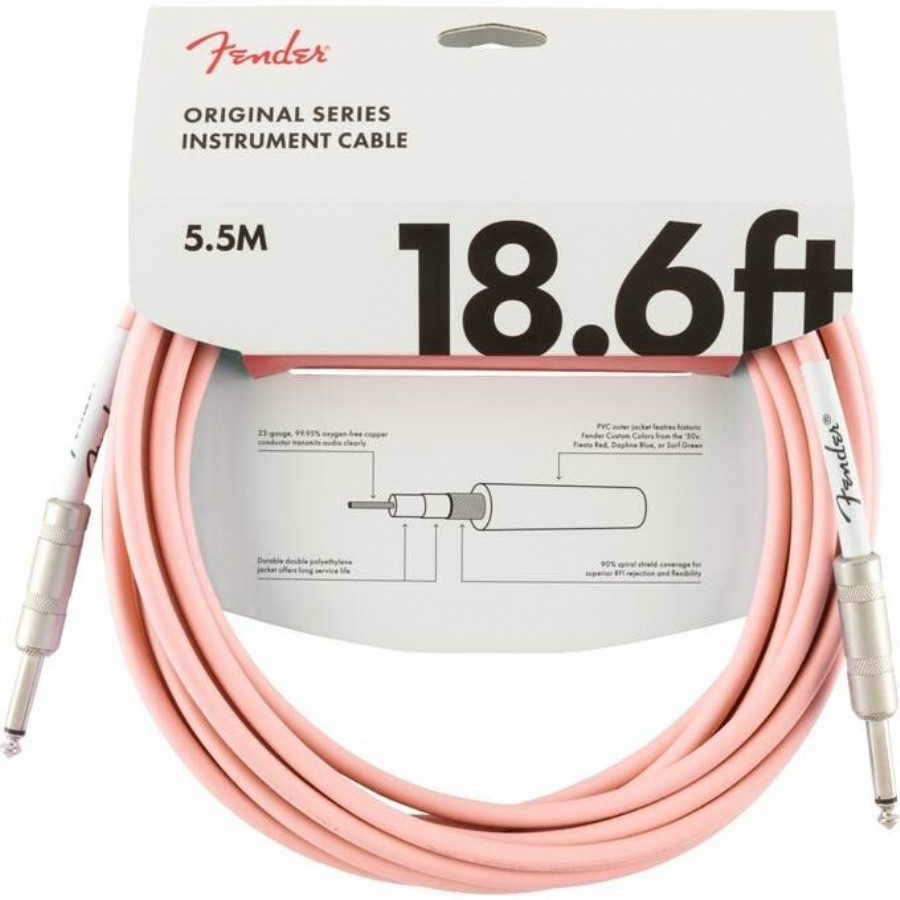 Fender Original Series Instrument Cables 5.5 Metre - Pink Enstrüman Kablosu