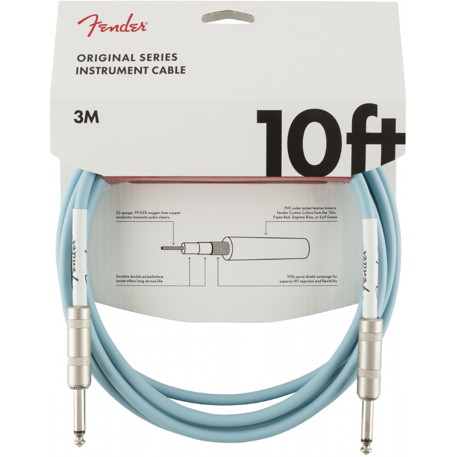 Fender Original Series Instrument Cables 3 Metre - Daphne Blue Enstrüman Kablosu